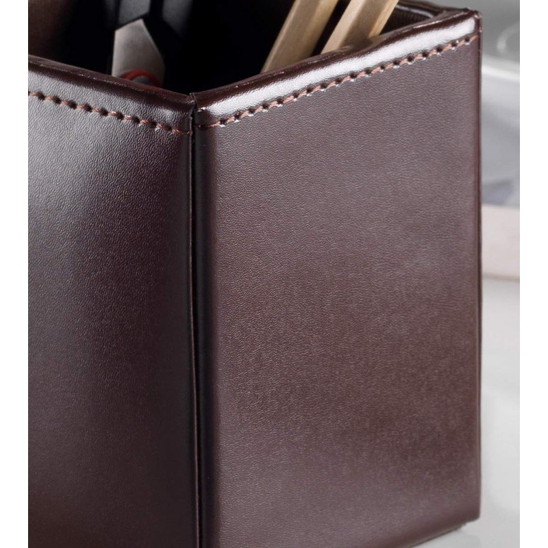 ZALE YARDLEY BROWN HANDMADE REAL LEATHER PEN PENCIL CUP HOLDER