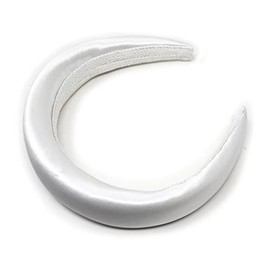 White Satin Padded Alice Headband - Ladies 2" Wide Fashion Hair Band