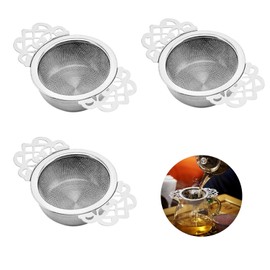 Taicols Empress Tea Strainer, 3 Sets Tea Infusers for Loose Tea, Stainless Steel Tea Strainer, Small Fine Mesh Tea Strainers with Bowl, Tea Filter with Double Wing, Juice Coffee Filter, Tea Steeper