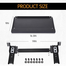 AceOrbit 1U Keyboard Tray 8" Deep, Universal 19" Rack Mount Sliding Shelf Tray 8" Deep for Network Equipment Server Rack or Cabinet
