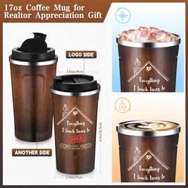 Pickmesh 3 Pcs Real Estate Agent Gifts Set Sales Estate Manager 17 oz Stainless Steel Tumbler Coffee Cup A5 Leather Journal with Ballpoint Pen Thank You Favor Closing Gift for Man(Brown)