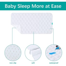 Biloban Baby Waterproof Bed Pad Washable Quilted Crib Mattress Pad 28" x 52", Reusable Underpads Bed Wetting Incontinence Cover for Baby Toddler Children and Adults, White