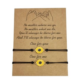 Molyorch Sunflower Bracelet, Sunflower Bracelet, Handmade Braided Jewellery for Best Friends Couple, Pack of 2, Zinc