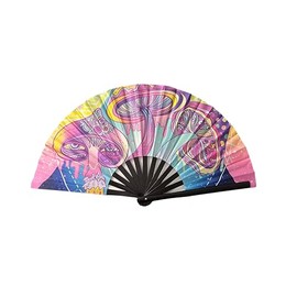 CYNMOON - Mushrooms - Large Rave Clack Folding Hand Fan for Men/Women - for EDM, Music Festival, Club, Event, Party, Dance, Performance, Decoration, Gift