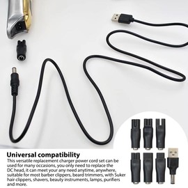 Qblahip 5V USB Charger Cord Replacement, USB Adapter with 6pcs Connectors for Electric Hairdressers N-orelco Shavers Beard Trimmer Hair Clippers HQ8505 Charging Line Table Lamps 5521 Adapter