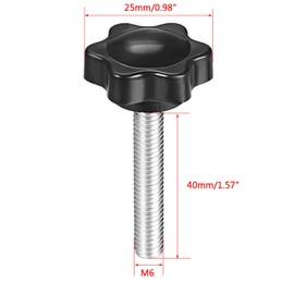 TA-VIGOR 6 Pcs Plum Hex Shaped Clamping Screw Knob, 32mm Dia M6 x 40mm Plastic Head Clamping Knob Handle Male Thread Thumb Screw