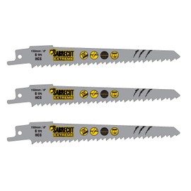 3 x SabreCut SCRS644D_3 150 mm 6 TPI S644D Reciprocating Saw Blades for Fast Wood Cutting Compatible with Bosch Dewalt Makita and Many Others