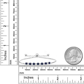 Gem Stone King - Pulsera de tenis de plata de ley 925 con zafiro azul y topacio blanco para mujer (1.34 quilates, piedra natal de piedras preciosas, totalmente ajustable hasta 9 pulgadas), 22,86cm, Plata de ley, zafiro y topacio