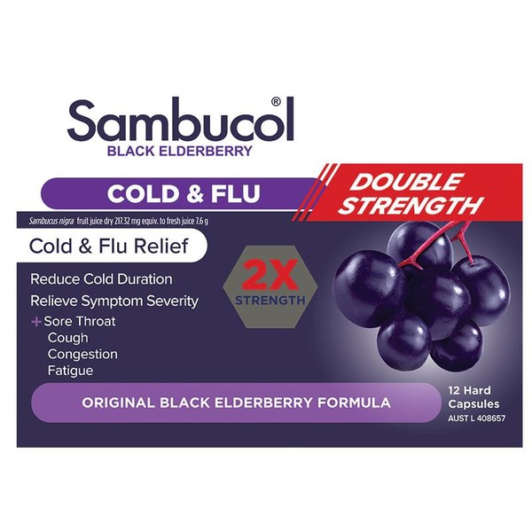 Sambucol Cold & Flu Relief Double Strength Cap X 12