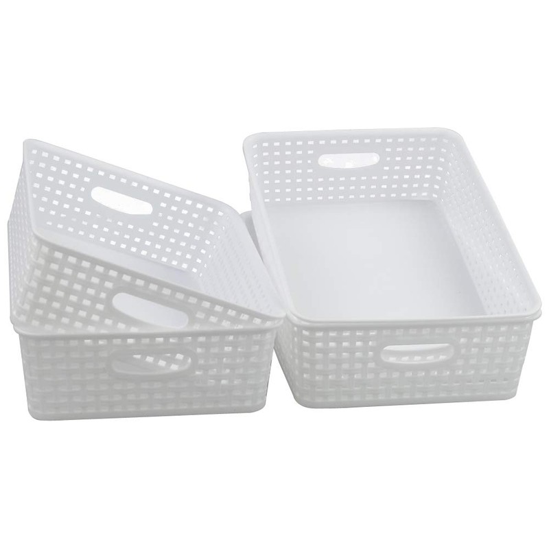 Xowine White Plastic Storage Baskets, Paper Storage Basket, Set of