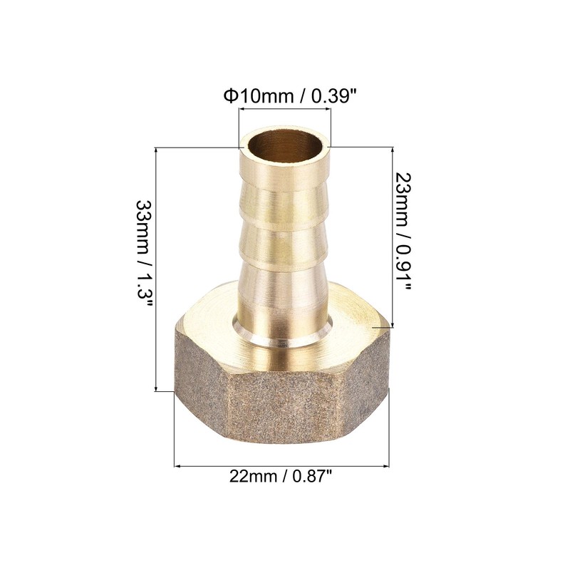 sourcing map Brass Barb Hose Fitting Connector Adapter 10mm Barbed