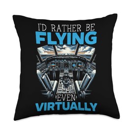 Flight Simulator Aviation Console Pilot Flight Simulation Throw Pillow