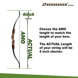 Deerseeker Archery Bowstring Set with 2 Nocking Points Dacron Recurve Bow String Replacement 12, 14, 16 Strands for Traditional Longbow Bow Shooting 48-70 inches（Brown, 1pcs ）