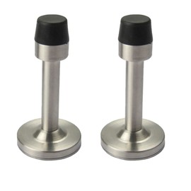 2PCS Stainless Steel Door Stops, Sound Dampening Wall Mounted Door Stopper with Rubber Buffer Bumper for Home and Office (Brushed)