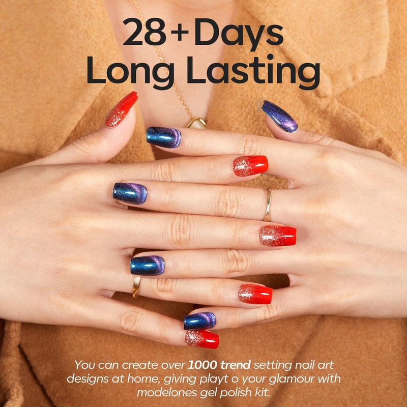 modelones 32 PCS Fall Gel Nail Polish Kit, 28 Colors