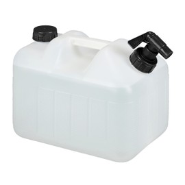 Relaxdays Water Canister with Tap, 10 Litres, Plastic, BPA-Free, Screw Lid, Handle, Camping Canister, White/Black