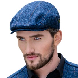 Men's Donegal Tweed Flat Cap - Traditional Style, Modern Fashion Item - Blue, Large