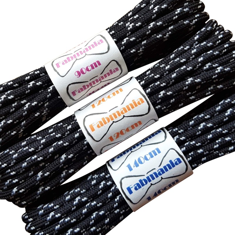 Fabmania Replacement laces in black with grey flecks 120 cm