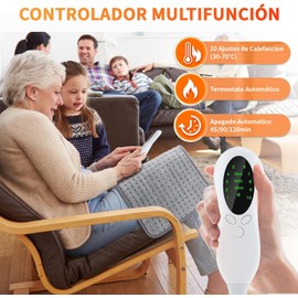 NOVAKA Almohadilla Térmica, Cobijas Eléctricas para Alivio de Dolores de Espalda, 60cm * 30cm, Almohadilla Eléctrica Con Ajustes De Temperatura De 10 Nivel, Tres Niveles de Cronómetro, Apagado Automático, Plegable y Lavable a Máquina