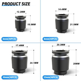 TAILONZ PNEUMATIC 6 8 10 12 MM Tube OD Plastic Push-in Connect Tubing Pneumatic Cap Plug Fitting PPF (Pack of 40)