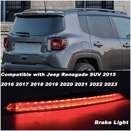 KEEGTBOX High Mount Stop Lamp LED Third Brake Light Assemblies Compatible with Jeep Renegade SUV 2015-2023 Rear Center LED 3rd Brake light Replacement (Smoke)