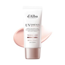 d'Alba Tone Up UV Essence Sun Cream - SPF 50+/PA++++ Makeup Base, Sunscreen, Serum, Sweat and Water Resistant, Waterproof, Easy Washable, Can Be Dropped Once, Funde-Free, UV Rays, Sensitive Skin, Dry