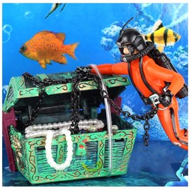 Wolfride Diver Treasure Chest, Aquarium, Ornament, Orange, Ornament, Air Pump, Connectable, Object, Layout, Interior, Tropical Fish, Aquarium Fish, Artificial Aquarium, Ornament, Interior
