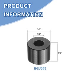 uxcell 10 Pcs Aluminum Spacer, 1/4" Bore x 5/8" OD x 1/2" Length Black Round Spacer Unthreaded Standoff Bushing Plain Finish Metal Spacers