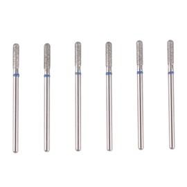 MZCMSL Cylinder Cuticle Drill Bits Set, 6pcs Round Top Russian Manicure Bits, 3/32 Shank efile Bit (Medium)