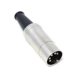 DRUT 5 Pin MIDI DIN Plug Audio Adapter Metal Body and Rubber Strain Relief, Solderable Connections (1)