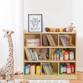 Bateso Toy Storage Organizer, 3-Shelf Montessori Bookshelf, 8-Section Kids Bookshelf, Wooden Storage Cabinet for Classroom, Kids Bookcases and Toddler Toy Shelf for Kids Room, Playroom, Nursery