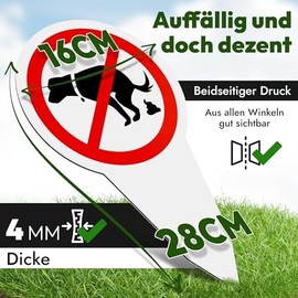 VANEJA Premium Set of 4 Plug-in Signs "Hier kein Hundeklo", Extra Robust 4 mm, 28 x 16 cm, Made in Germany, Prohibition Sign with PE Core and Aluminium Layer, UV-Resistant for Indoor and Outdoor Use.