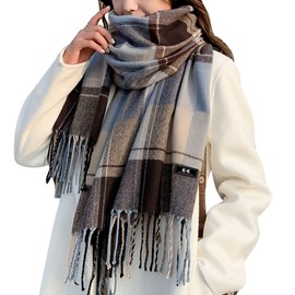 Scarf for Women - Winter Tartan Scarf Long Scarves Plaid Warm Shawl Wraps Blanket Scarf for Ladies Tassel Shawl Long Stole