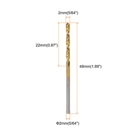 sourcing map 3pcs Brad Point Drill Bit 2mm(5/64") Dia Straight Round Shank Drill Metric Brad Point Spiral Twist Drill Bits for Carpenter Woodworking Plastic Rubber, Golden