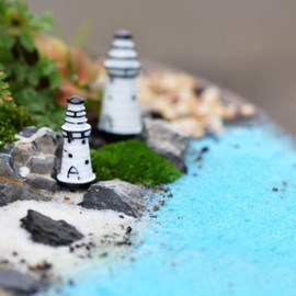 Mipcase 30 Pcs Mini Lighthouse Decor, Resin Lighthouse Outdoor Decor Micro Craft Statue for Landscape Decoration
