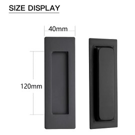 2 Pack Black Flush Pulls 120mm Length Sliding Door Handles Recessed Flush Finger Pull Matte Black Stainless Steel Cabinet Drawer Knob Sliding Door Handles for Door Cabinet Drawer Wardrobe Dresser