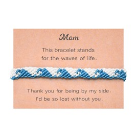Mom Christmas Gifts for Women Wave Braided Bracelets for Mommy Birthday Gifts from Daughter Son Thank You Gift for Mother Mum Rope Bracelet