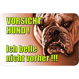 Dangerous Biting Dog Caution Sign Made of Aluminium Composite Material 3 mm Thick 30 x 45 cm