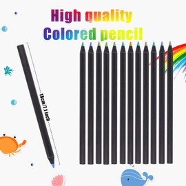 jiexiato Black round stick wooden multi-color rainbow pencil, seven in one pencil, to be sharpened, school art sketching, painting, and coloring. With pencil sharpener (12 pieces)