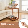 C Shaped Wood Side Table - Small Wooden End Table