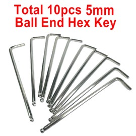 ZQToday 10pcs 5mm Ball End Allen Wrench sets,5mm Hex Key Wrench set,5mm ball end Hex Driver allen key Door Key L Shaped hex wrench set with Long Arm. (5mm)