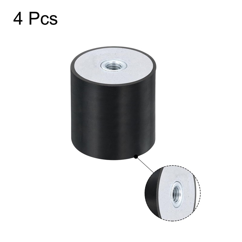 sourcing map 4Pcs 40 x 40mm M8 Thread Female Rubber