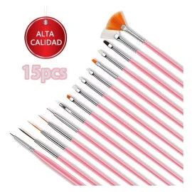 Dolores Juego De Pinceles Pintados A Mano Para Nail Art De 15 Piezas
