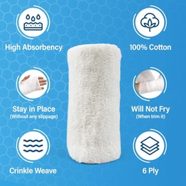 Cotton Gauze Roll-kerlix Gauze Bandage Rolls -24 Rolls -STERILE - 4 Inches X 12 feet -Extra Absorbency - Medical Gauze Bandage -6 ply - Latex Free -Each roll Individual Wrapped-Hospital Grade Quality