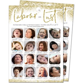 Olivia Samuel Labour or Lust Baby Shower Game for up to 30 Players – Gold Sparkle Design with Winner Certificate – Unisex – Made in the UK
