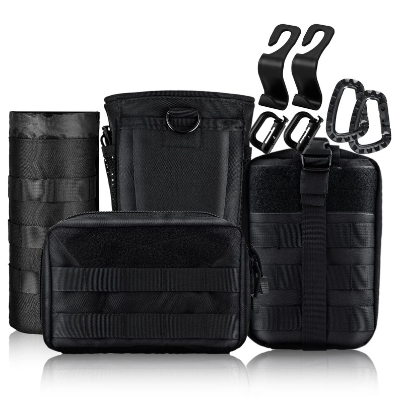 bvya Tactical Car Back Seat Organizer with 4 Molle Pouches