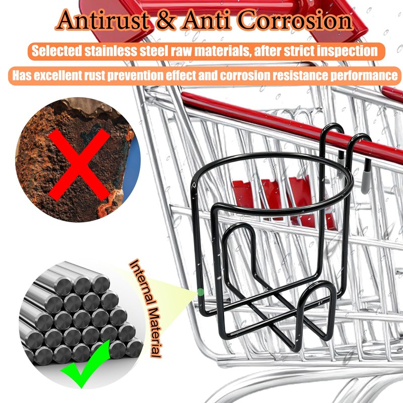 2 Pcs Updated Shopping Cart Cup Holders, Reusable Anti-Spill Hanging