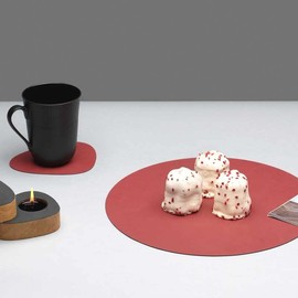 LindDNA Circle 981881 Recycled Leather Place Mat 30 cm x 30 cm x 0.2 cm Red