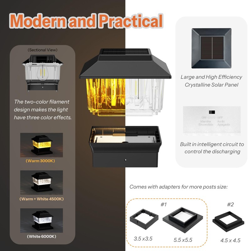 Involux Luces solares para poste de 50 lúmenes, 3000 K
