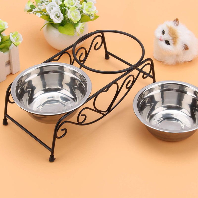 Fayelume Double Dog Bowls Elevated, Elevated Dog Bowls with Stand,